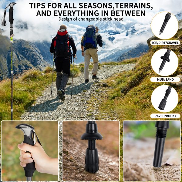 Mountain Tech Lightweight Aircraft-Grade Aluminum Trekking Poles with Extended Down Grip Plus Tip Kit - Image 6