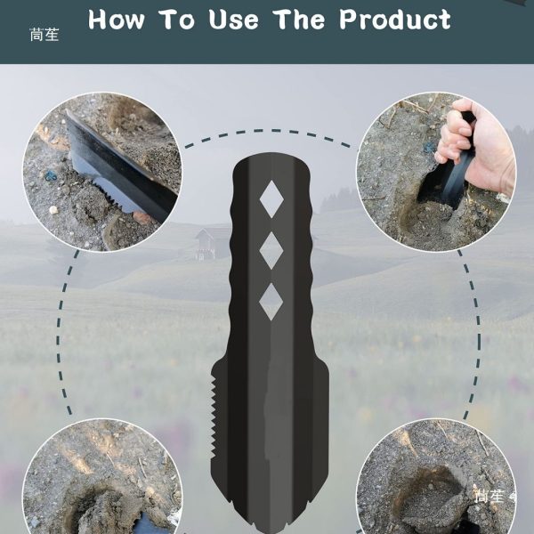 Ultralight Backpacking Trowel Aluminum Shovel Small Potty Multitool with Longer Handle Design Essential for Hiking, Camping and Survival Bags(Black 1 Pack) - Image 3